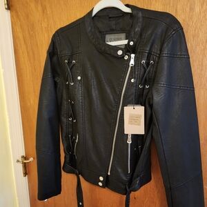 Ci Sono Faux Leather Jacket, Color Black, Size Large Women